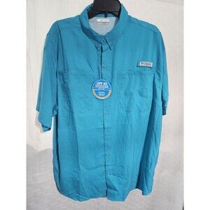 Columbia PFG Tamiami Shirt Mens XL Blue Short Sleeve Vented Quick Dry Fishing